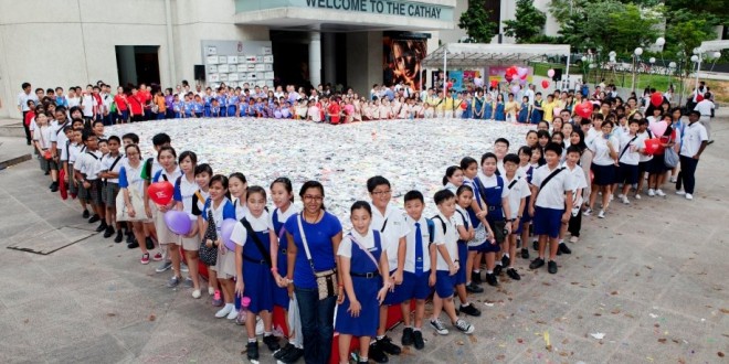 Largest Heart Formation Made of Origami Hearts Largest Heart Formation Made of Origami Hearts