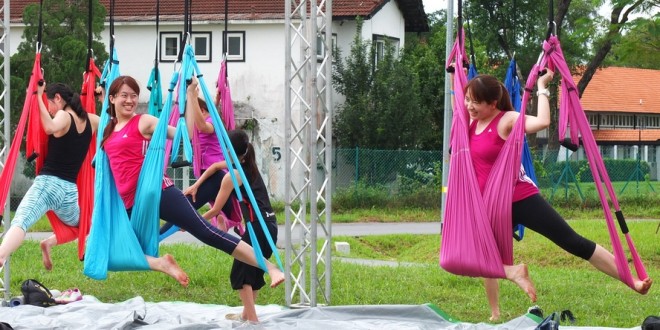 Largest Mass Aerial Yoga Workout